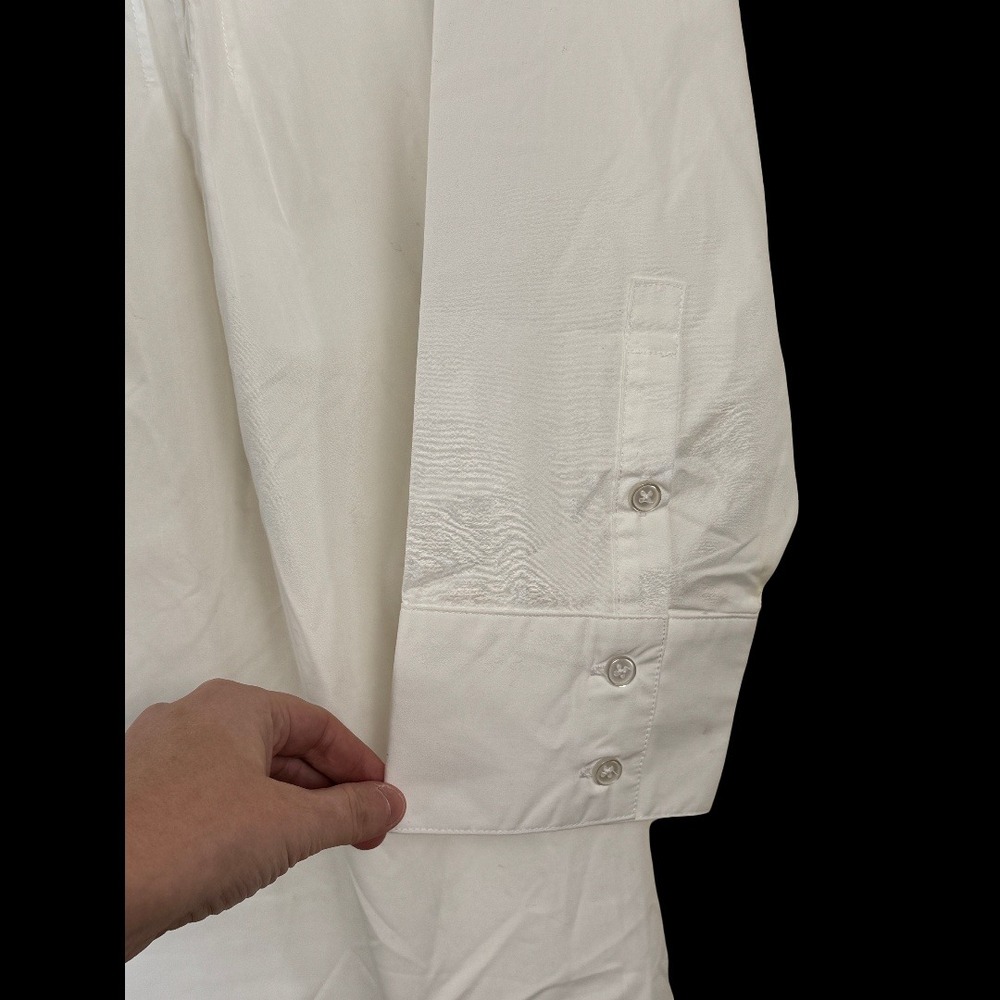 Roaman's White Pintuck Split Neck Tunic Blouse Plus Size 24W Long Sleeve - Picture 9 of 11
